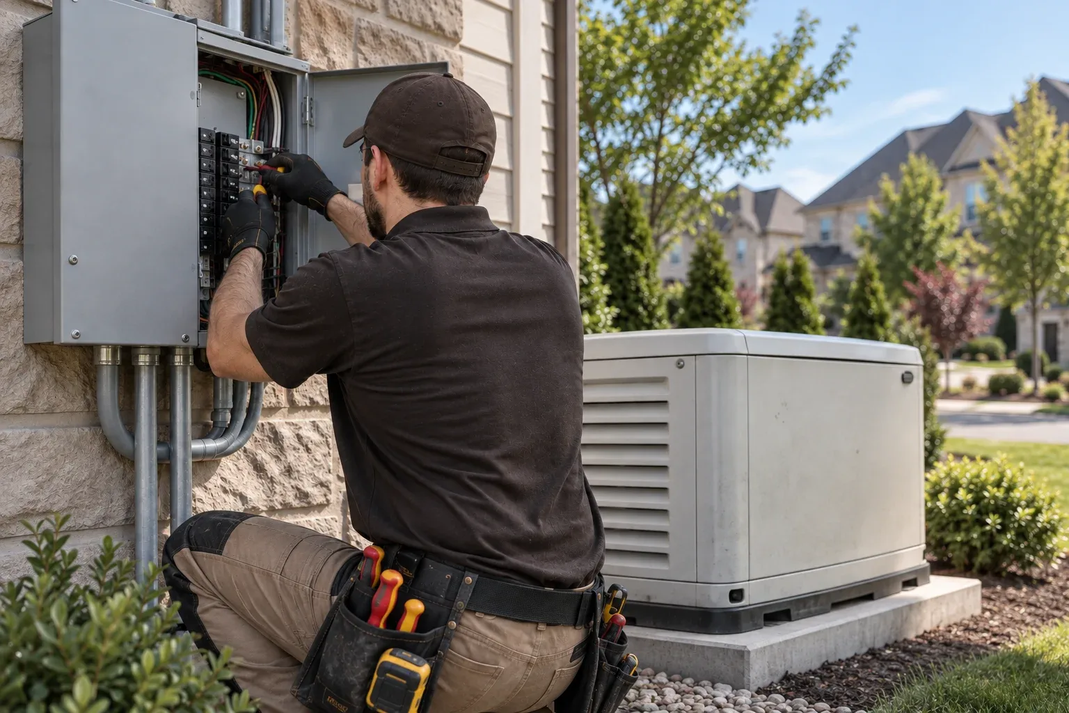 Licensed electrician Aurora preparing a home backup power system