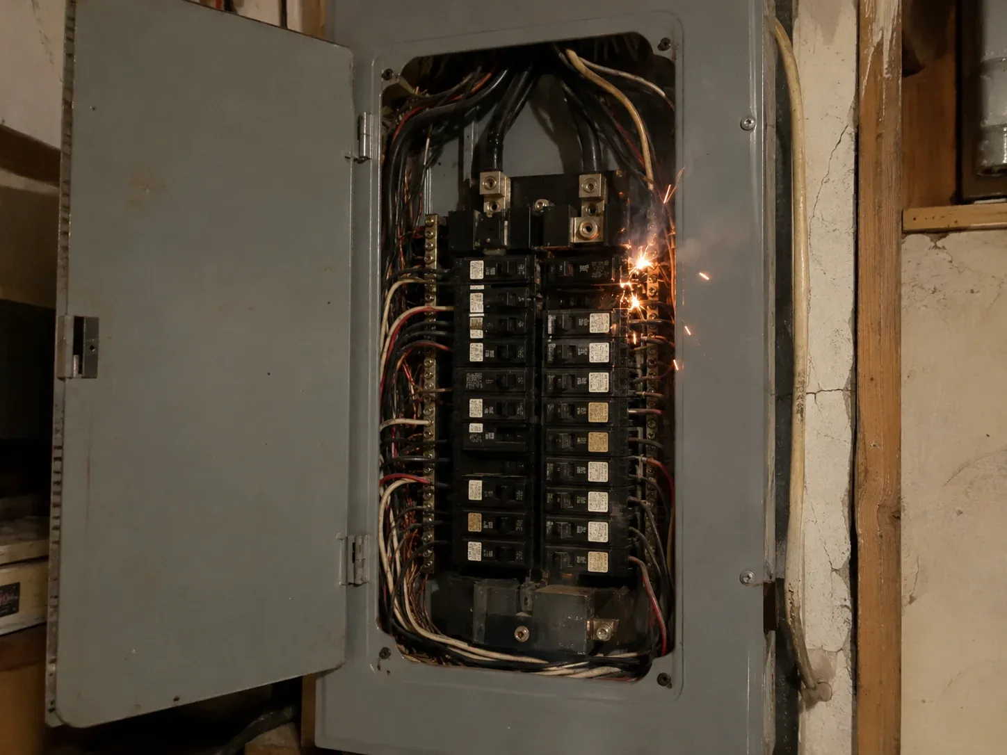 Emergency electrician Aurora inspecting an urgent electrical fault in a home